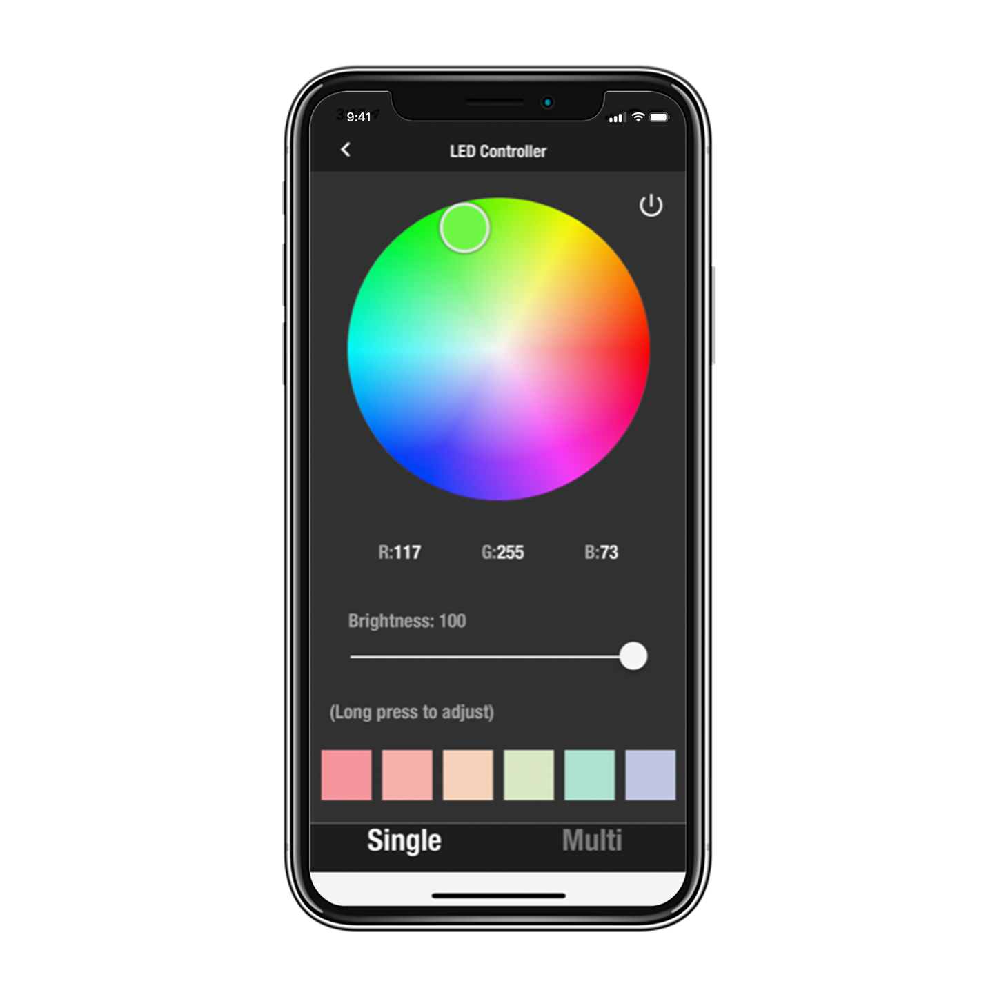 Controlador de iluminación, color optix con interfaz de aplicación opcional.